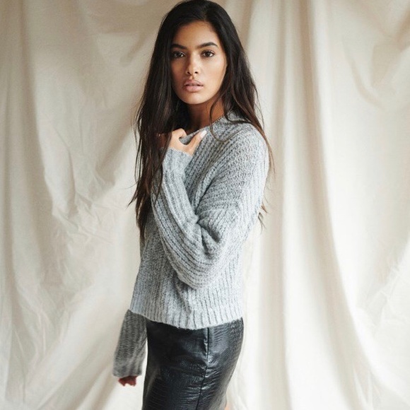 Dynamite Sweaters - DYNAMITE grey knit oversize crew neck sweater